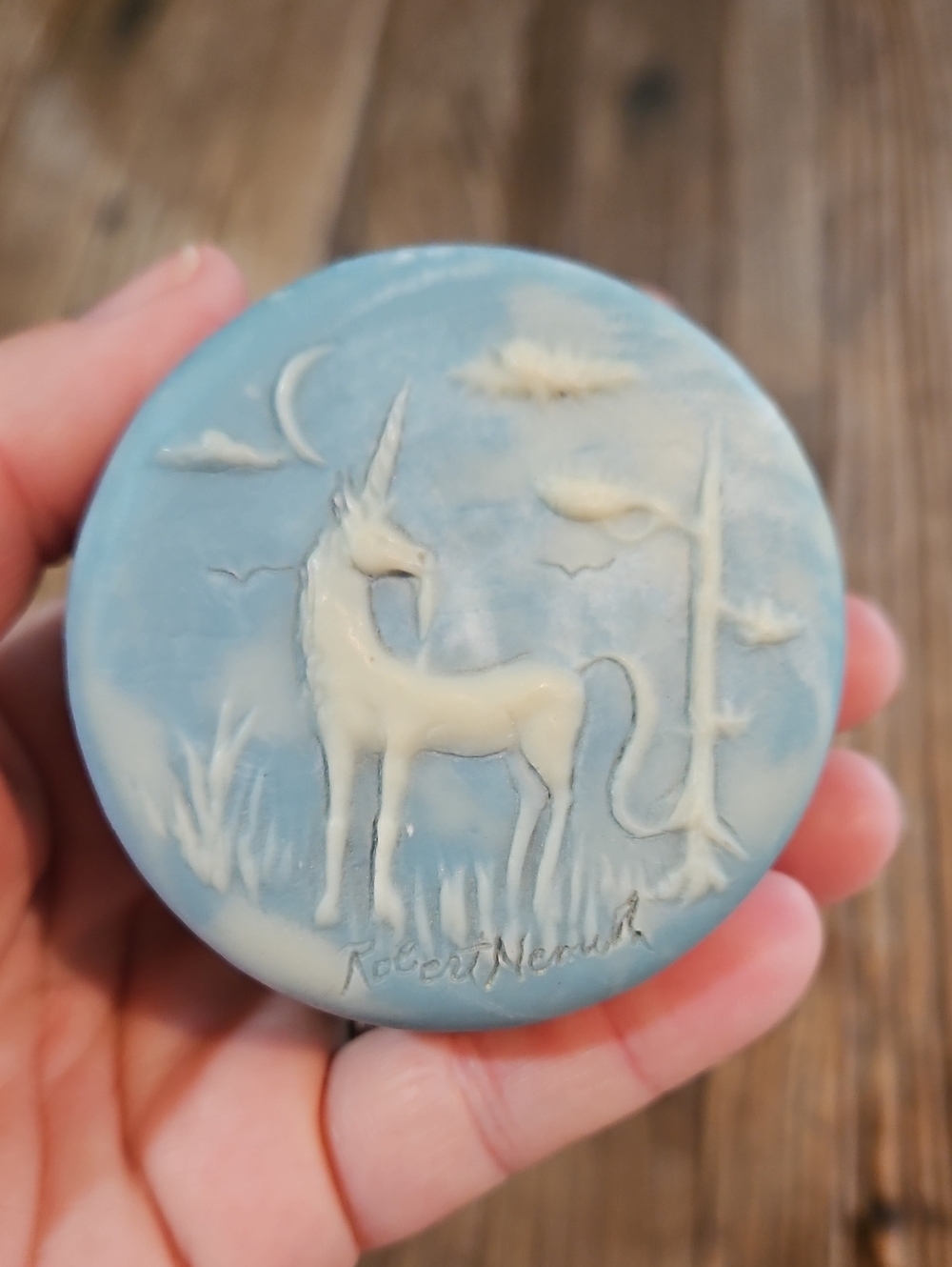 Vintage Robert Nemith Incolay Stone Unicorn Trinket Box – Small 70s 80s